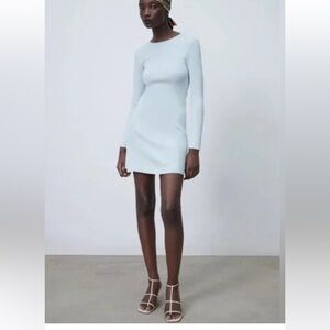 Zara blue knit pale blue mini dress